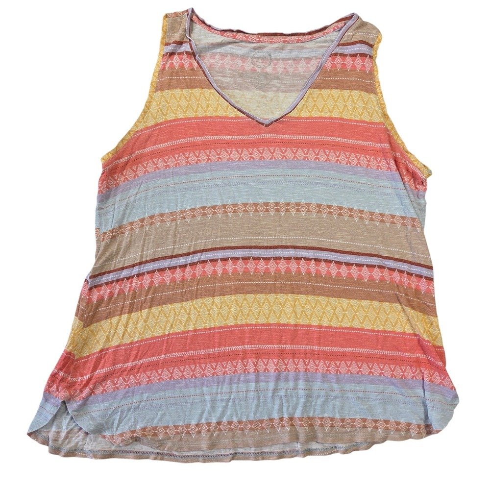 24/7 Maurices Womens Large Multicolor Striped Geometric Tank Top Boho Western